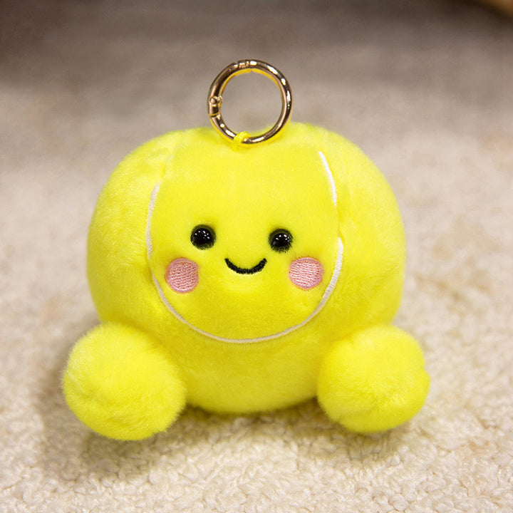 Plush Star-Shaped Keychain Charm with Embroidered Smile and Metal Ring Kalsten