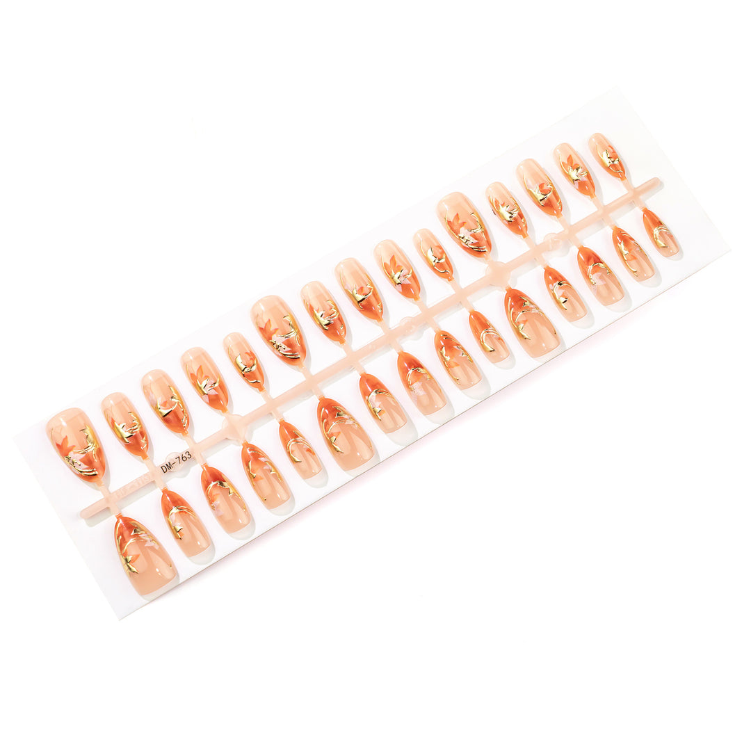 Manual Nail Art Set with Autumn Leaf Design