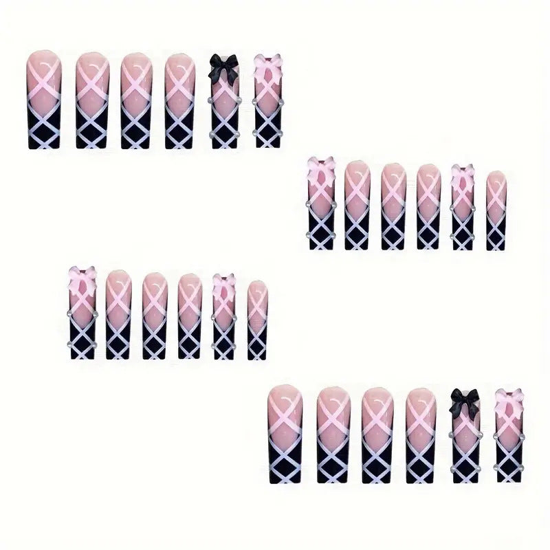 Artistic Bow-Embellished Press-On Nails Kalsten