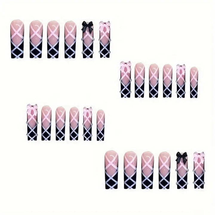 Artistic Bow-Embellished Press-On Nails Kalsten