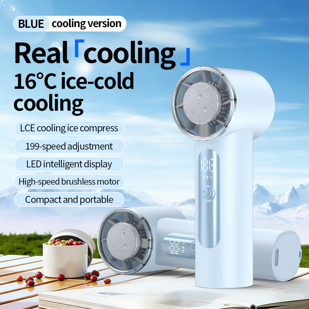 Unisex nan handheld cooling fan with ice cartridge and LED display Kalsten