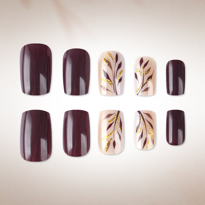 Elegant Botanical Nail Art Press-On Set Kalsten