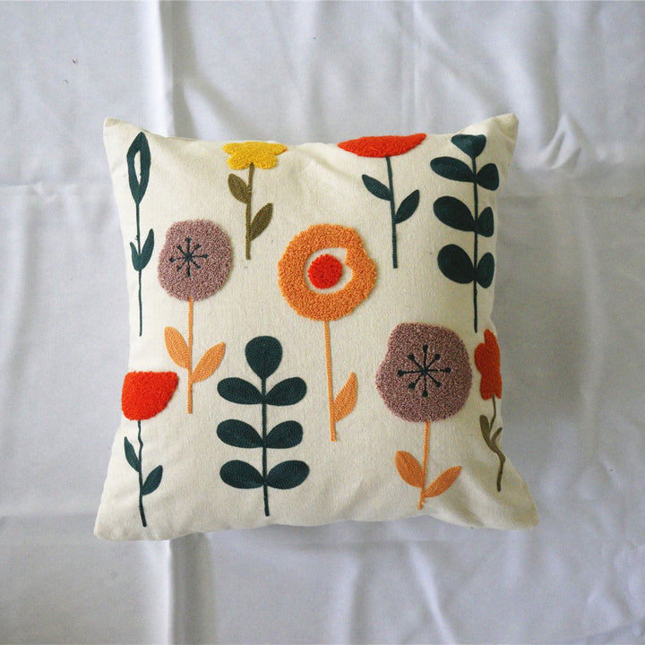 Floral Embroidered Accent Pillow