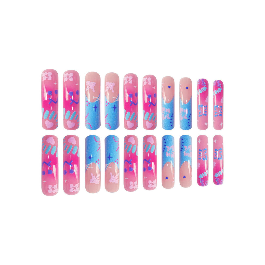 Artistic Press-On Nail Extensions With Floral Designs Kalsten
