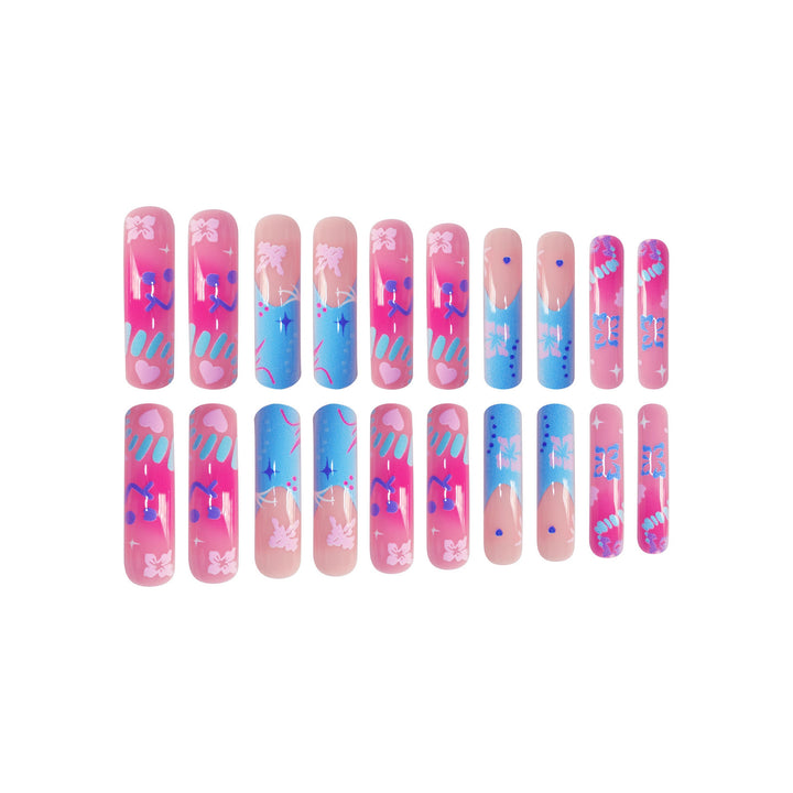 Artistic Press-On Nail Extensions With Floral Designs Kalsten