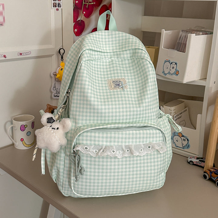 Casual Vintaged Gingham Print Backpack Kalsten