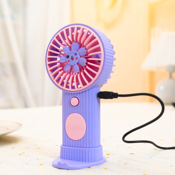 Ladies Compact Hand Fan with Flower Motif Kalsten