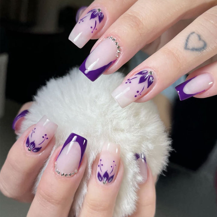 Artistic Floral Acrylic Nail Extensions Kalsten