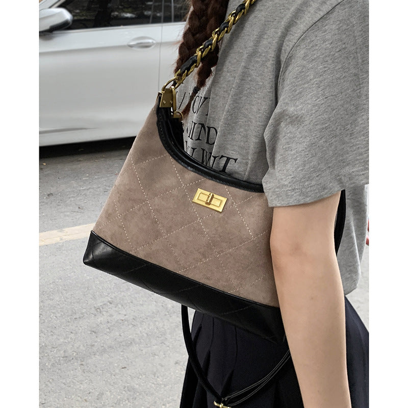 Quilted Suede Hobo Handbag Kalsten