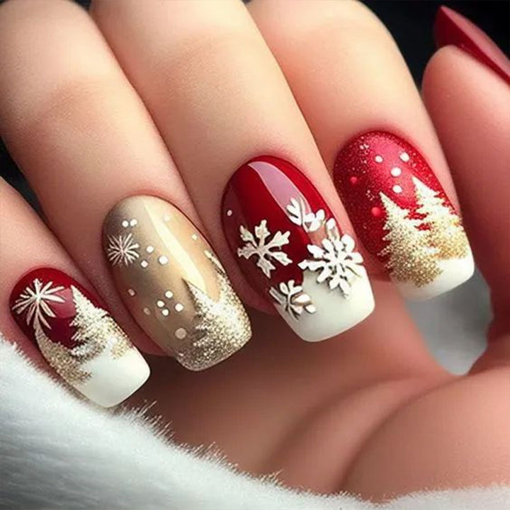 Artificial nails with festive winter design Kalsten