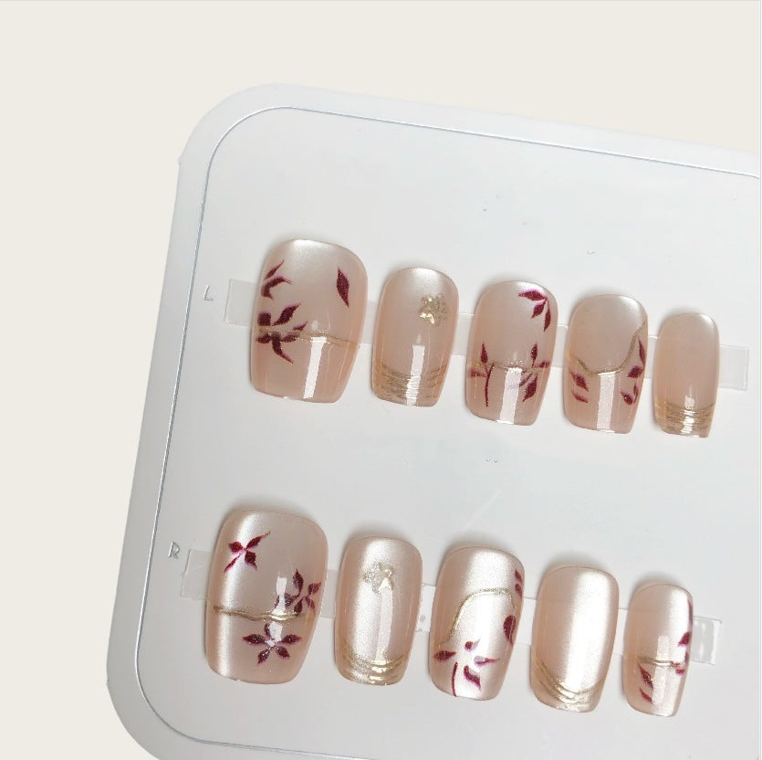 Artistic Floral Press-On Nails Set Kalsten