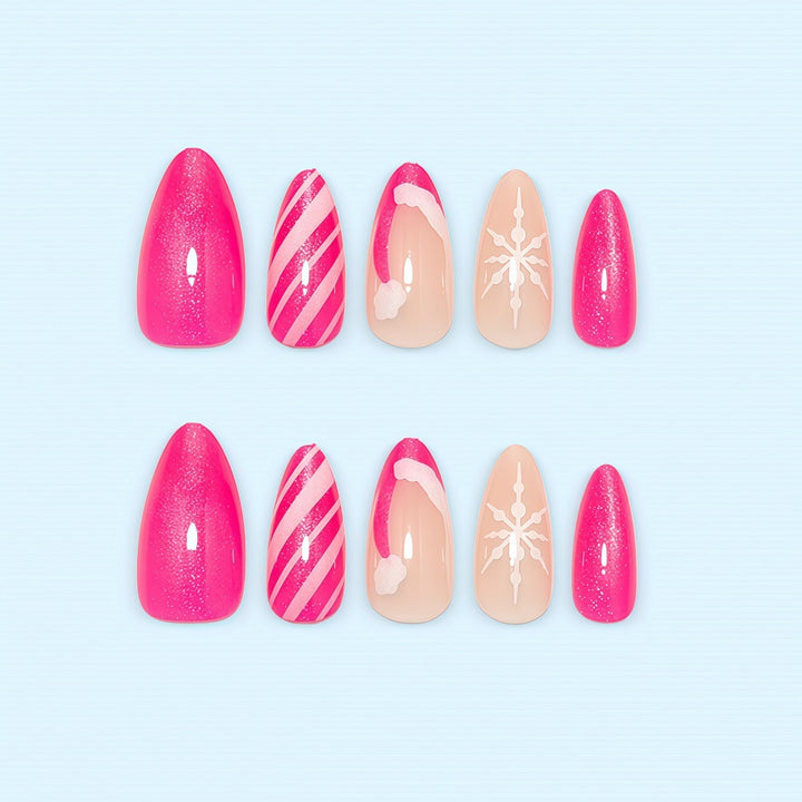 Artificial nails with sparkling glitter and Christmas designs Kalsten