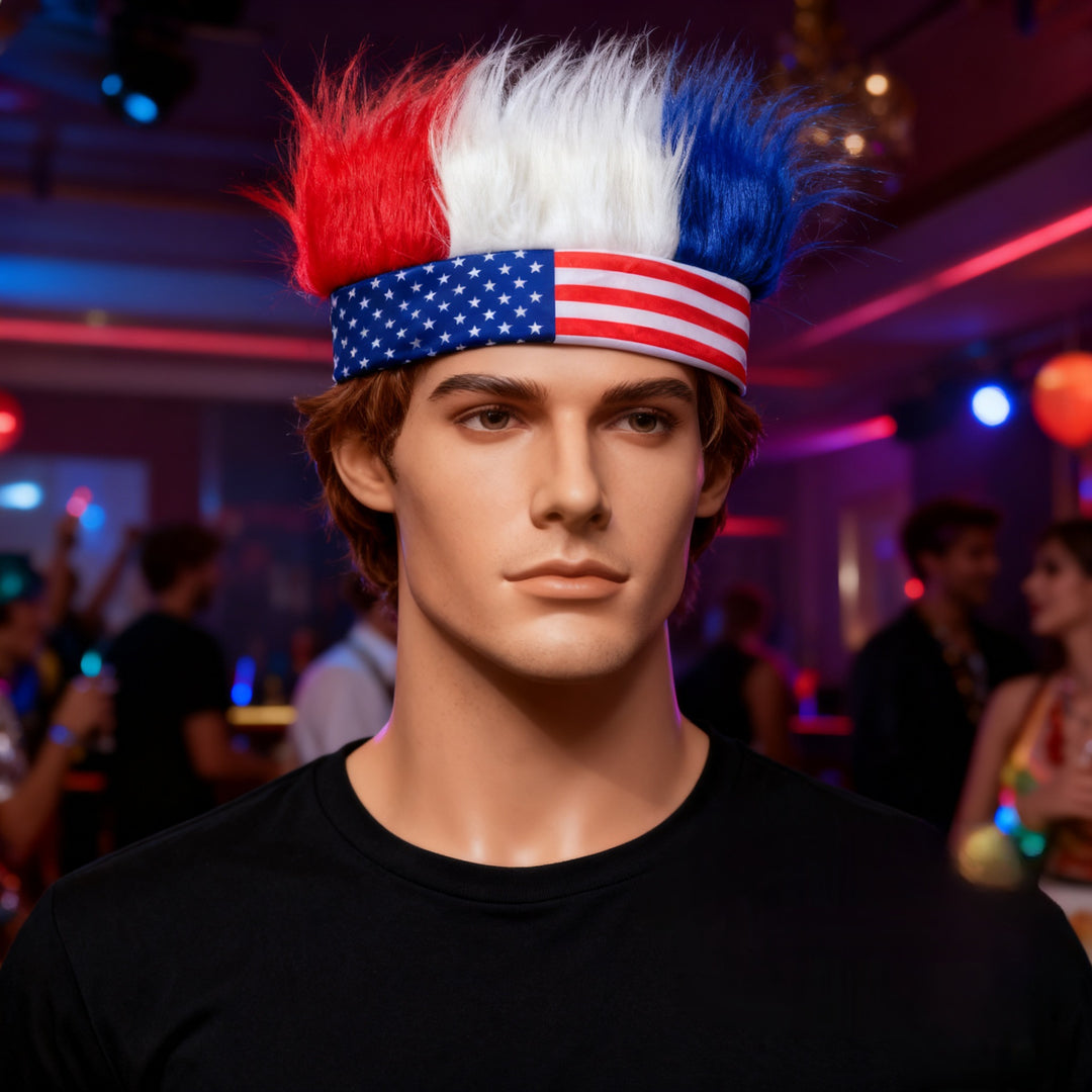 Unisex nan eye-catching party headband with synthetic hair wig and elastic headband Kalsten