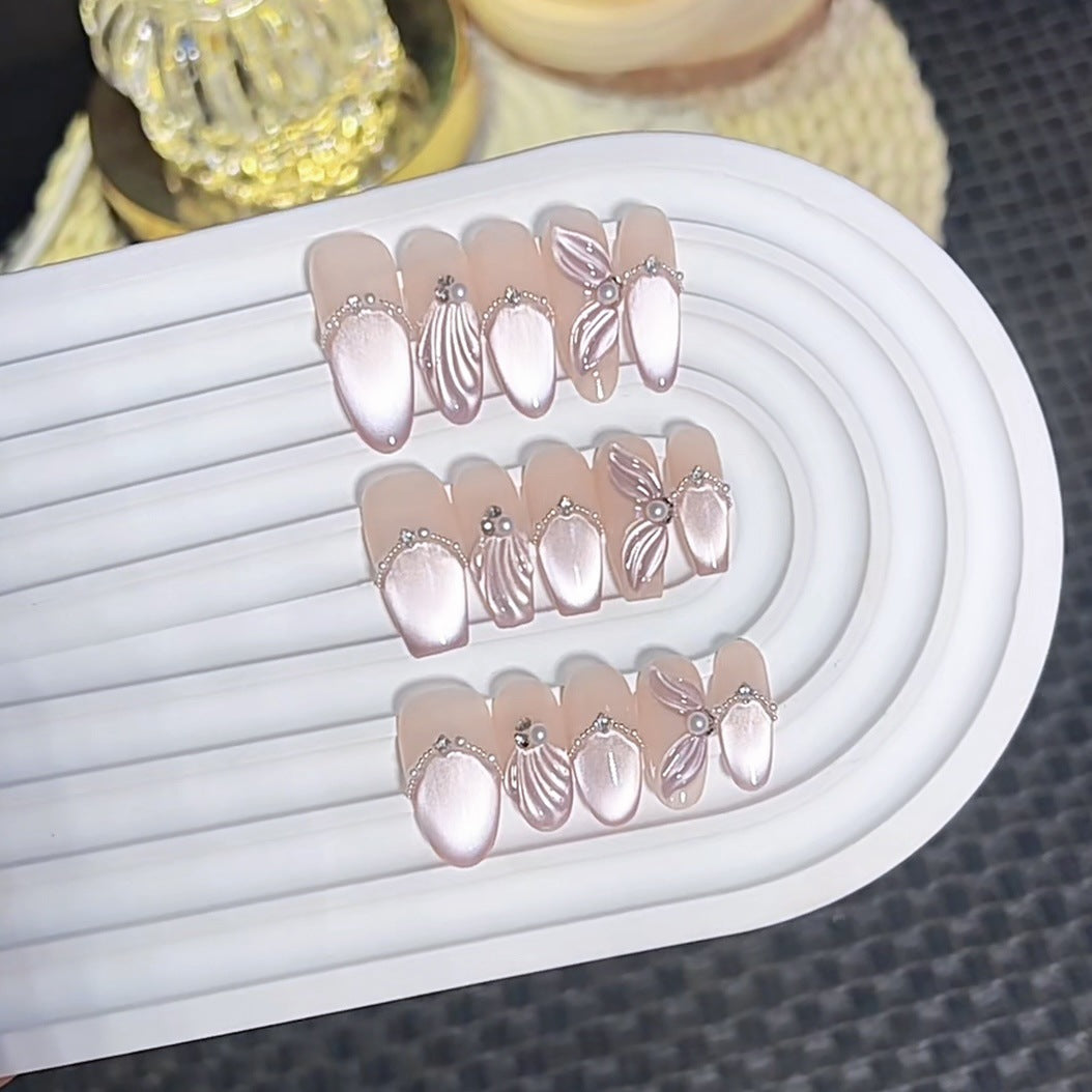 Decorative Press-On Nail Set with Elegant Embellishments Kalsten