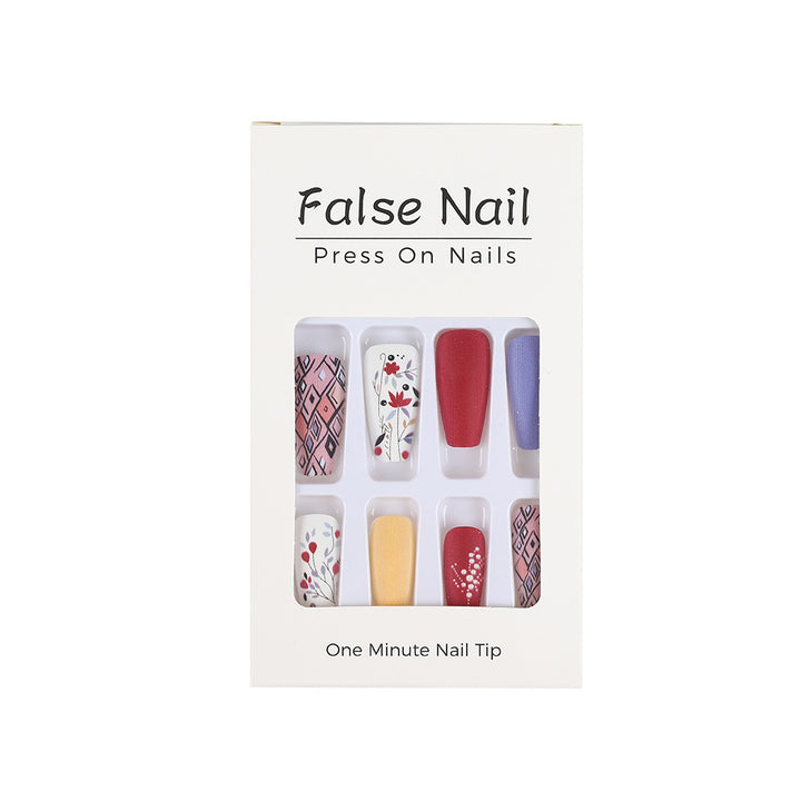 Artificial Nails Set with Floral and Geometric Patterns Kalsten