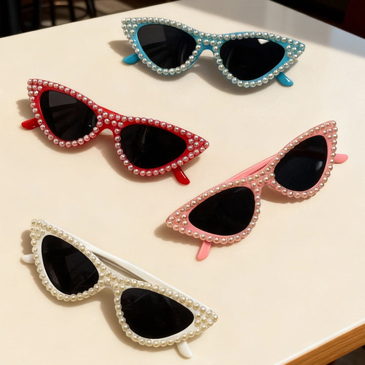 Pearl-Embellished Cat Eye Sunglasses Kalsten
