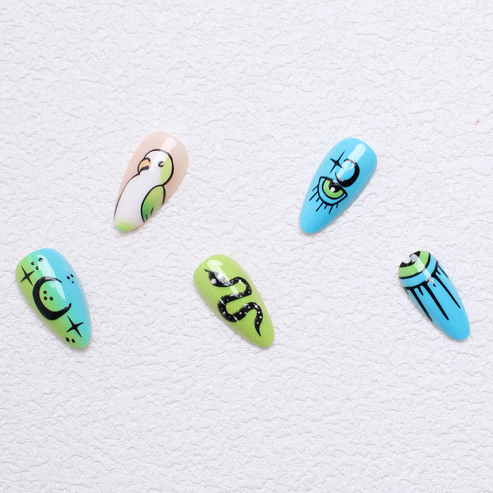 Artificial nail set with playful animal designs and eye-catching 3D designs Kalsten