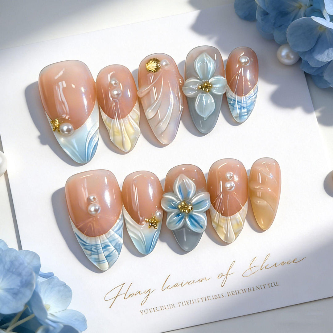Decorative Floral Press-On Nail Art Set
