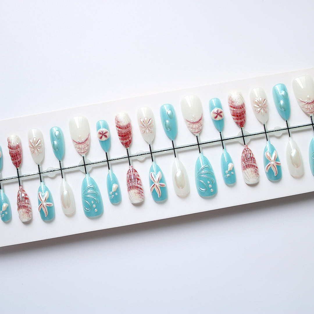 Coastal-Themed Press-On Nail Art Set Kalsten