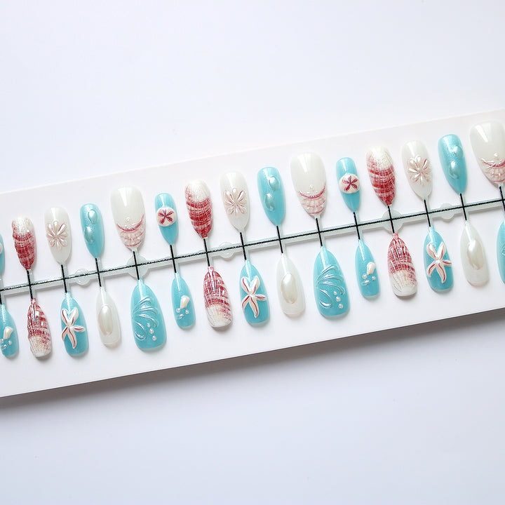 Coastal-Themed Press-On Nail Art Set Kalsten
