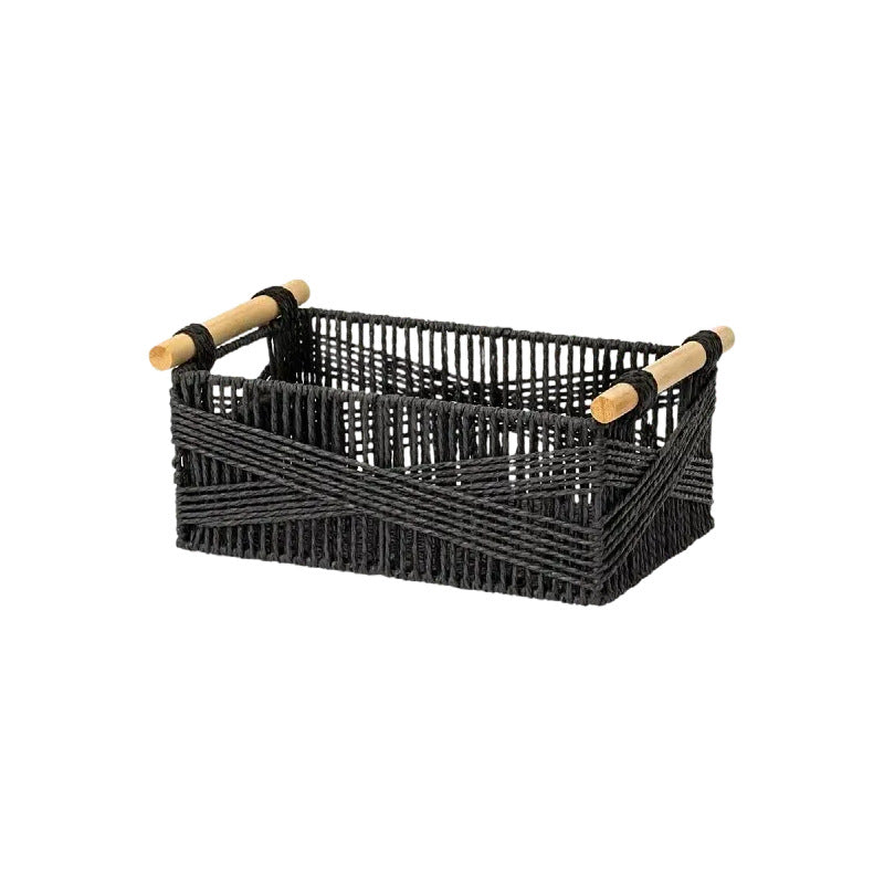 Handwoven Storage Basket with Wooden Handles Kalsten