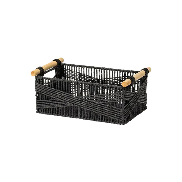 Handwoven Storage Basket with Wooden Handles Kalsten