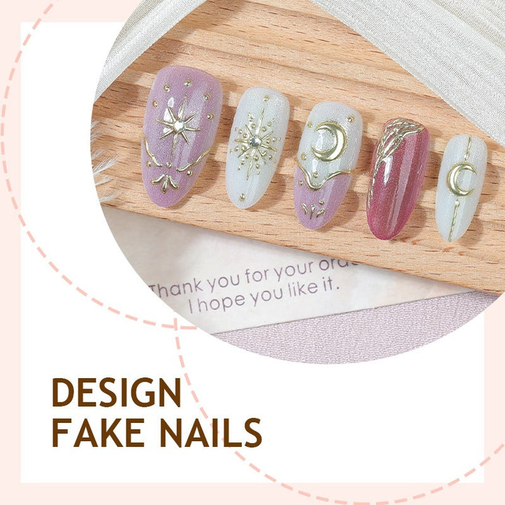 Artificial nail set with glamorous glitter and star accents Kalsten