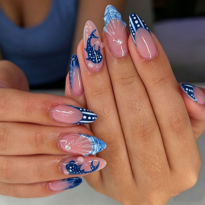 Elegant Press-On Nail Tips with Decorative Bow Kalsten