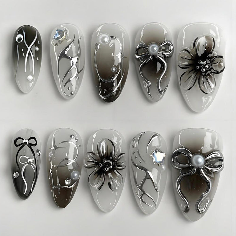 Artificial nails with elegant floral and glittering decorations Kalsten