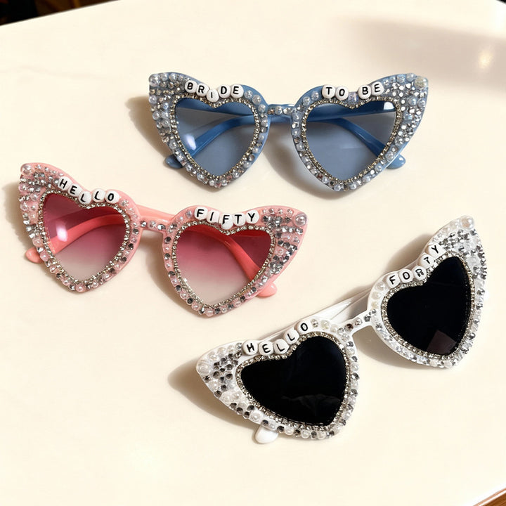 Heart-Shaped Pearl-Embellished Sunglasses Kalsten