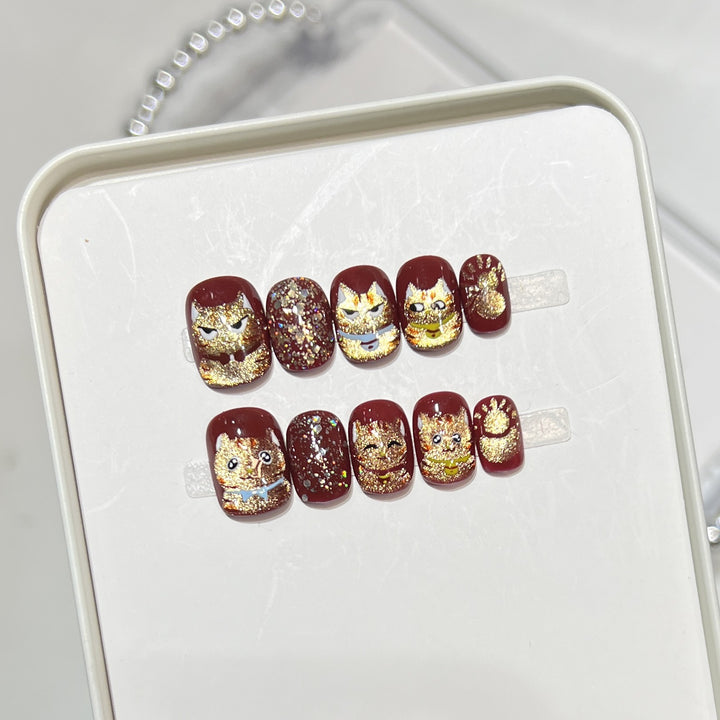 Decorative Cat-Themed Nail Art Set Kalsten