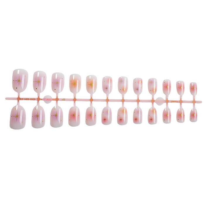 Artistic Press-On Nail Set with Vibrant Star Designs kalsten