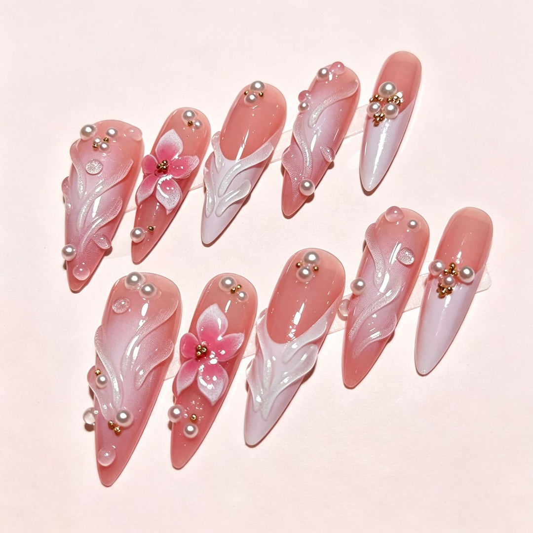 Floral Design Press-On Nail Tips Kalsten