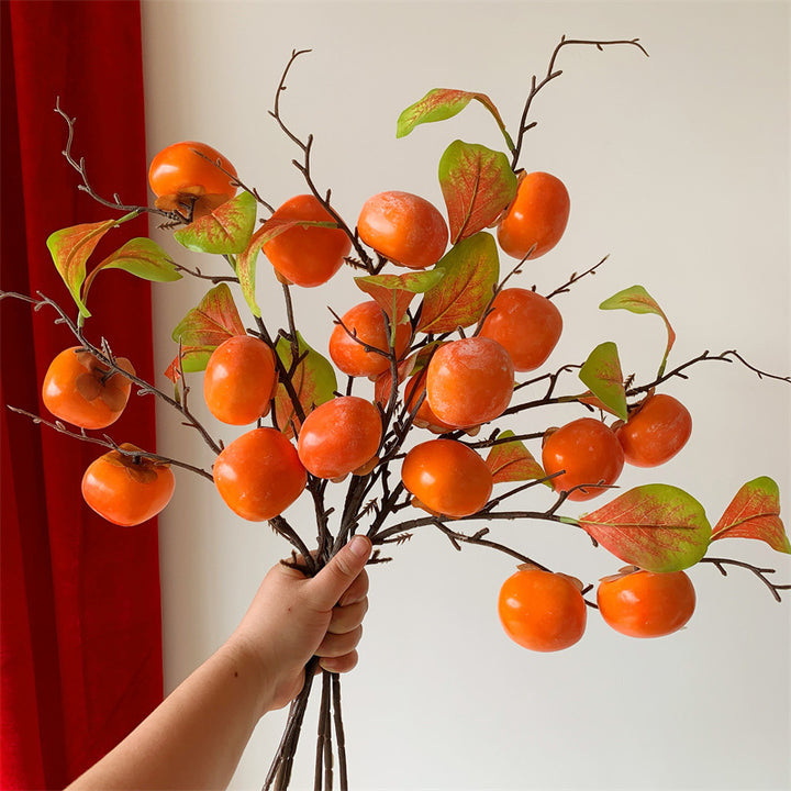 Decorative Artificial Persimmon Branch for Indoor Display