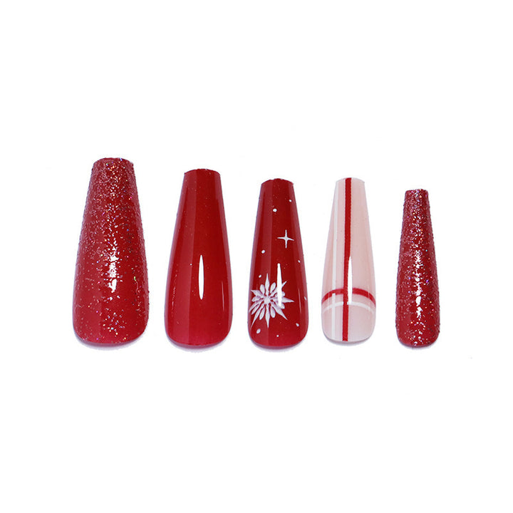 Decorative Press-On Nail Set with Shimmering Glitter and Elegant Art Kalsten
