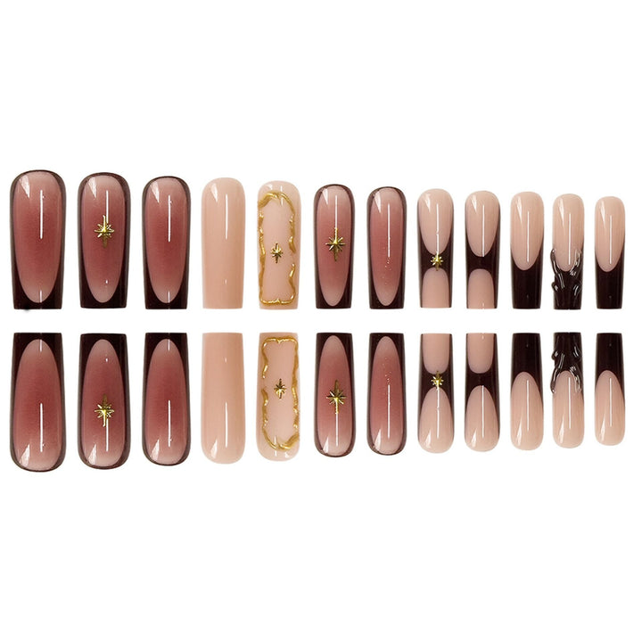 Artistic Sculpted Press-On Nails with Gold Accents Kalsten