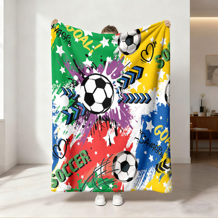 Soccer-Themed Fleece Blanket