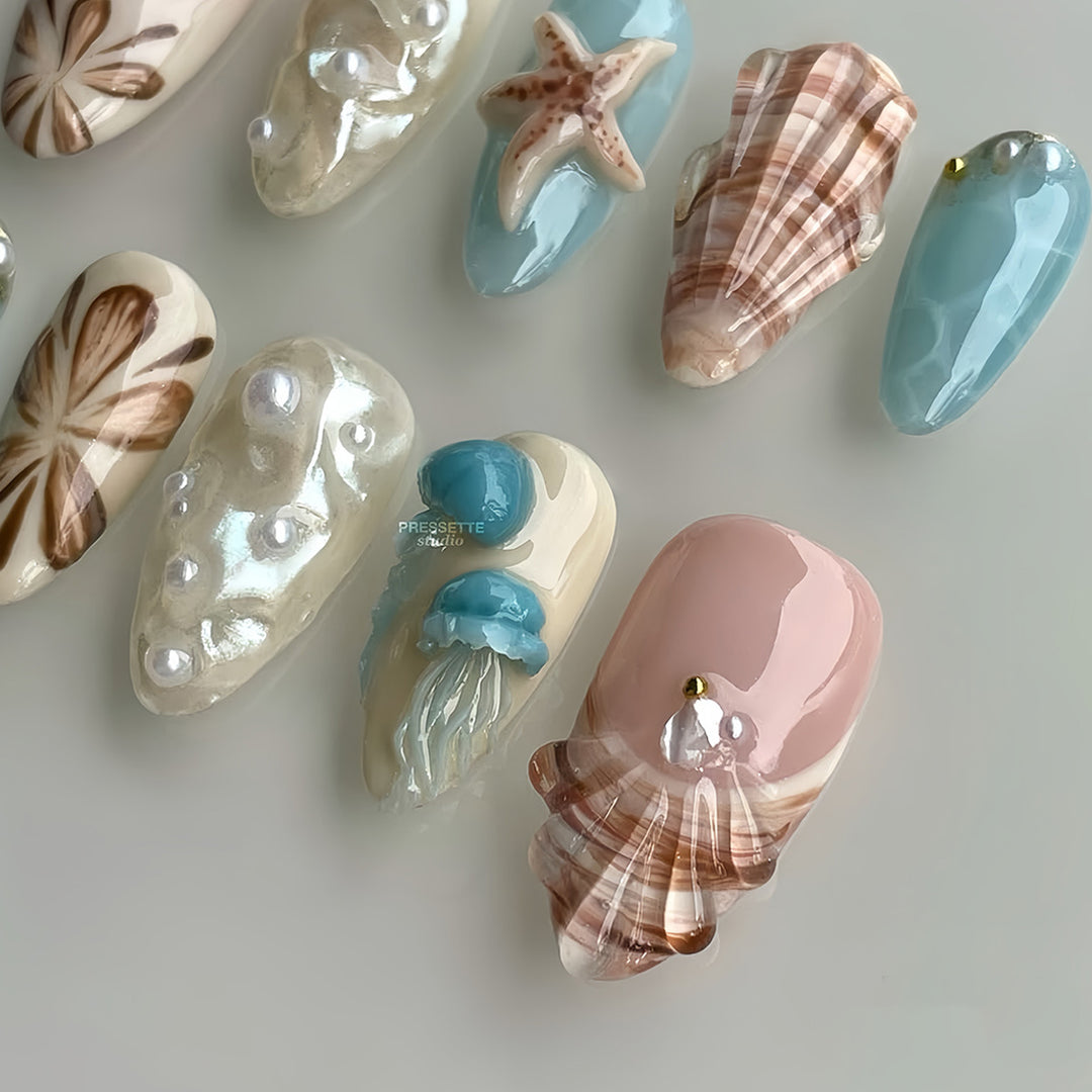 Seashell-Themed Press-On Nail Extensions Kalsten
