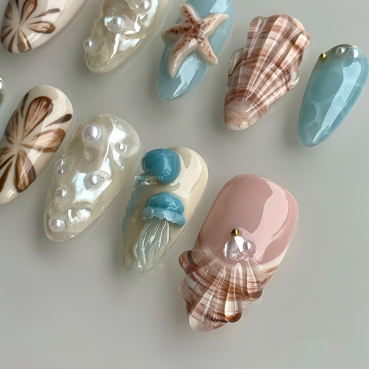 Seashell-Themed Press-On Nail Extensions Kalsten