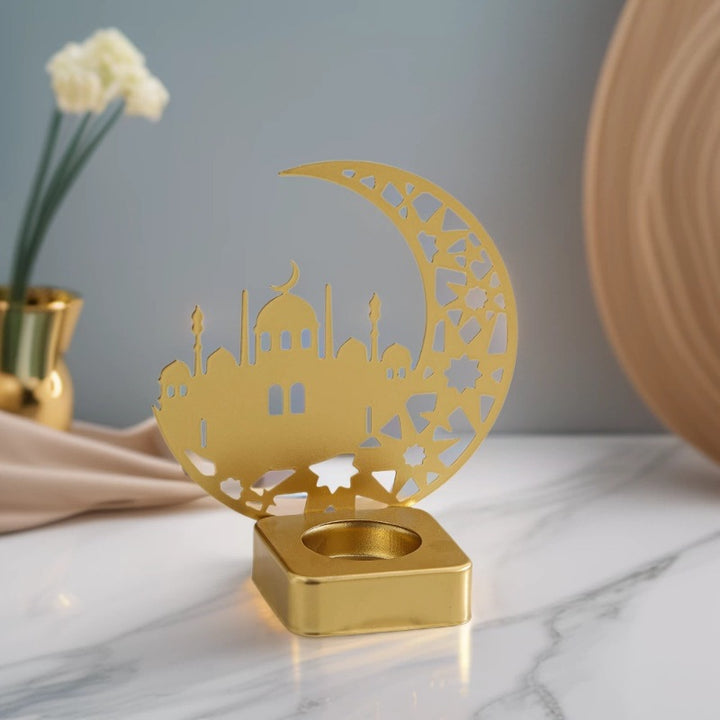 Decorative Crescent Mosque Metal Tealight Candle Holder Kalsten