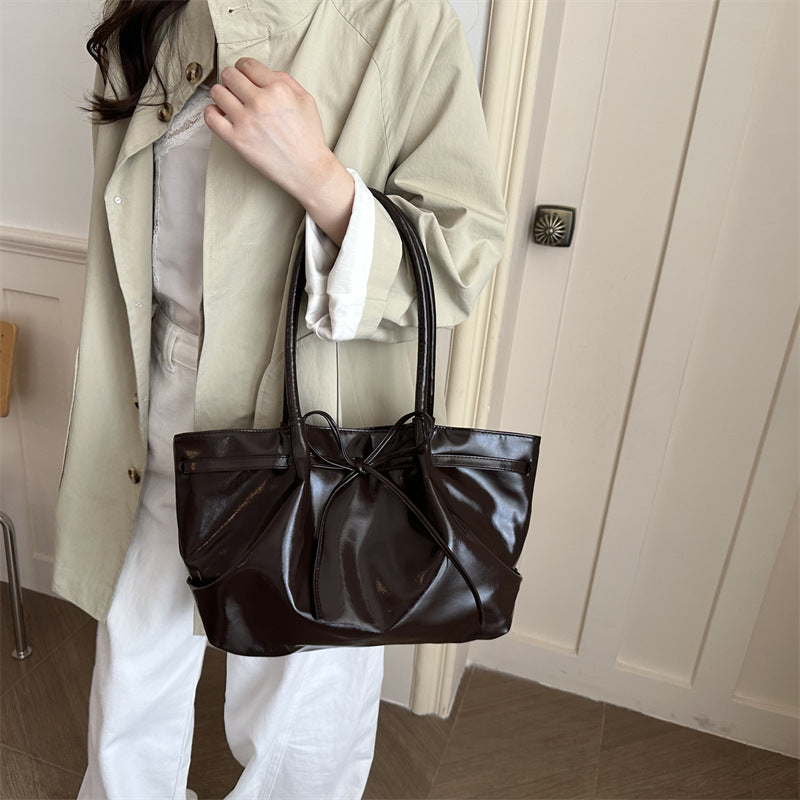 Sleek Patent Leather Tote Bag