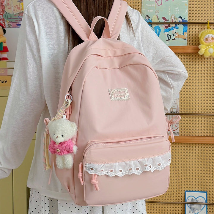 Decorative Lace-Trimmed School Backpack Kalsten