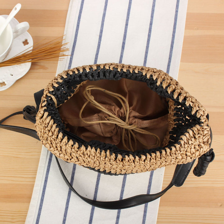 Handbag Made of Handcrafted Natural Fiber Mix with Modern Drawstring Closure Kalsten