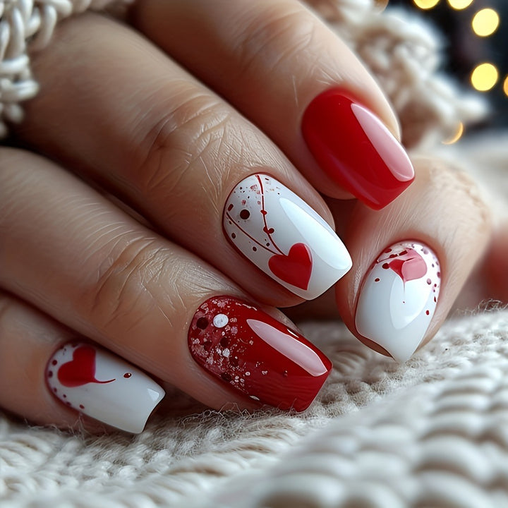 Romantic Heart-Themed Press-On Nails Kalsten