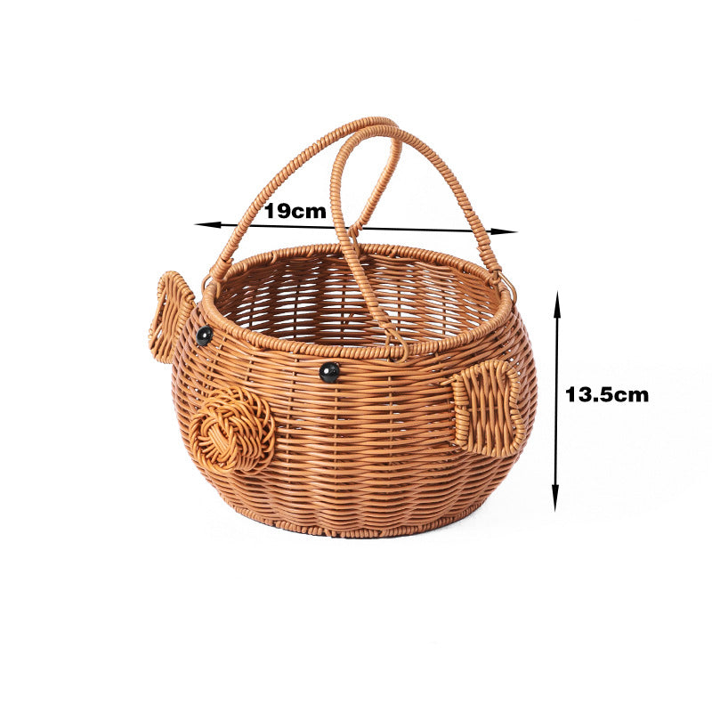 Playful Fish-Shaped Woven Storage Basket Kalsten