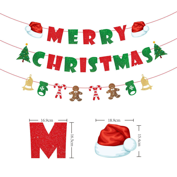Festive Christmas garland with sparkling letters