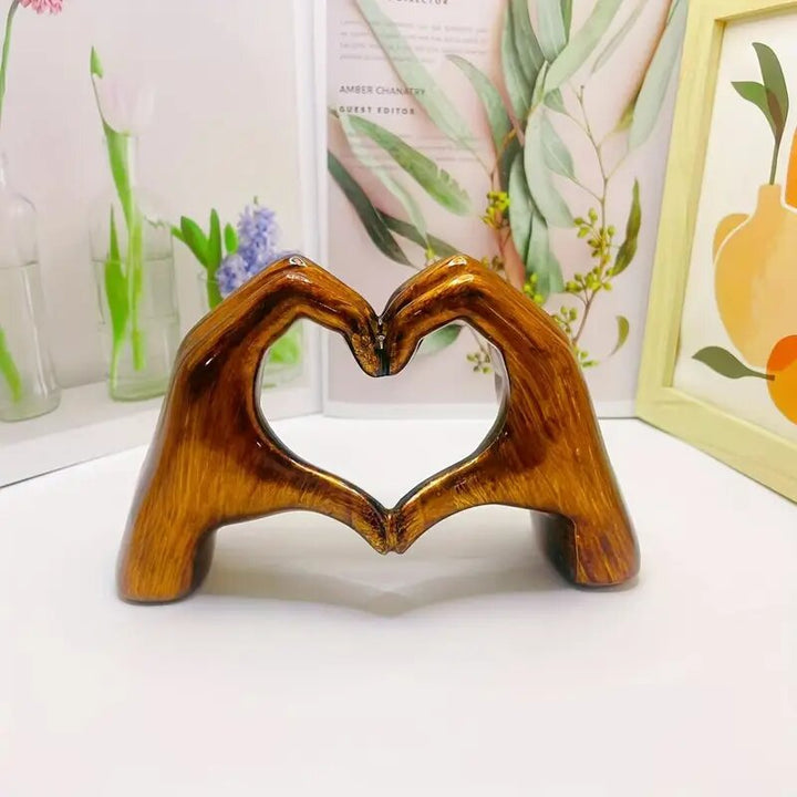 Heart-Shaped Wooden Hand Sculpture Kalsten