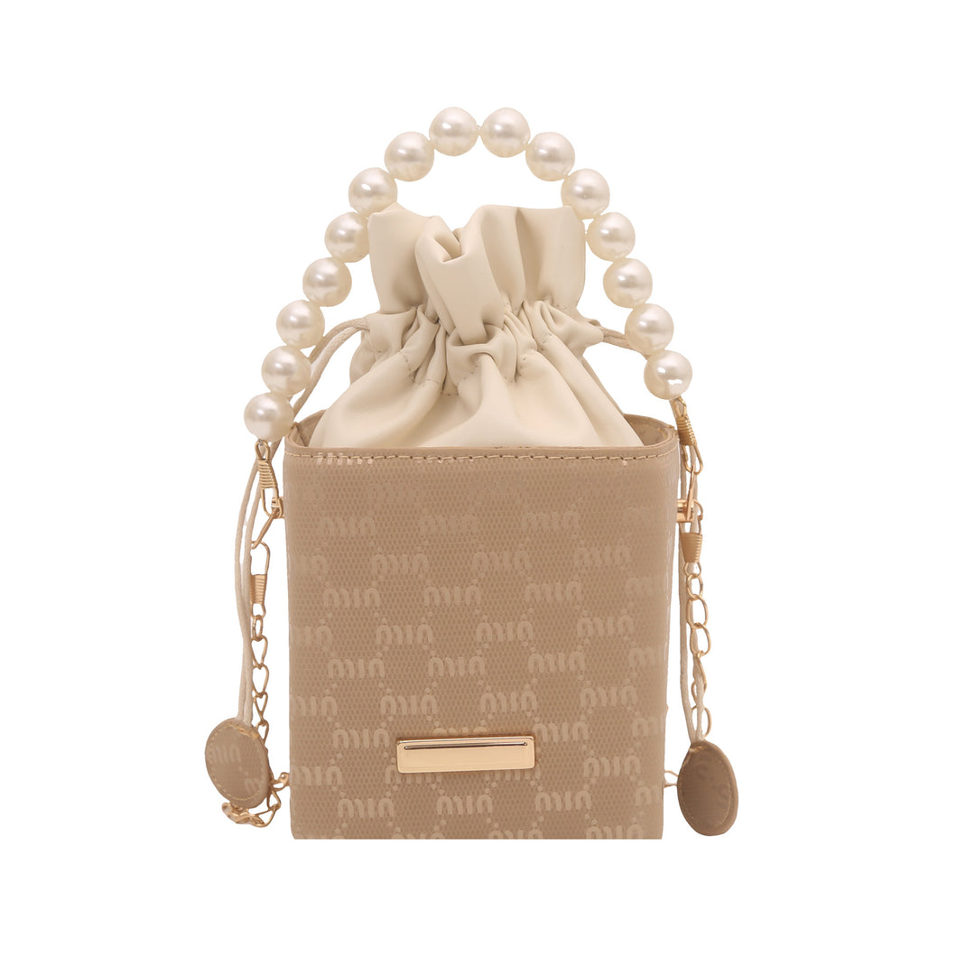 Elegant Pearl-Handled Mini Bucket Bag Kalsten