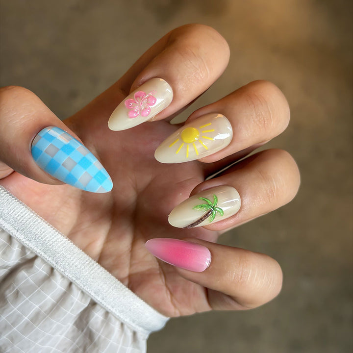 Tropical-Themed Press-On Nail Art Collection Kalsten