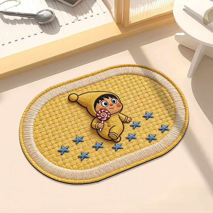 Whimsical Moon and Star Decorative Bath Mat